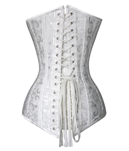 Corset Bustier Overbust Jacquard Blanc