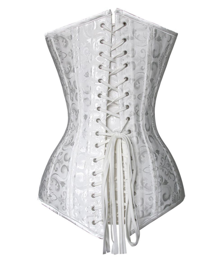 Corset Bustier Overbust Jacquard Blanc 