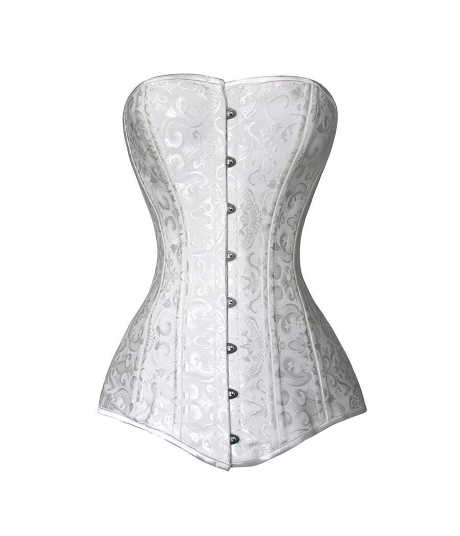 Corset Bustier Overbust Jacquard Blanc 