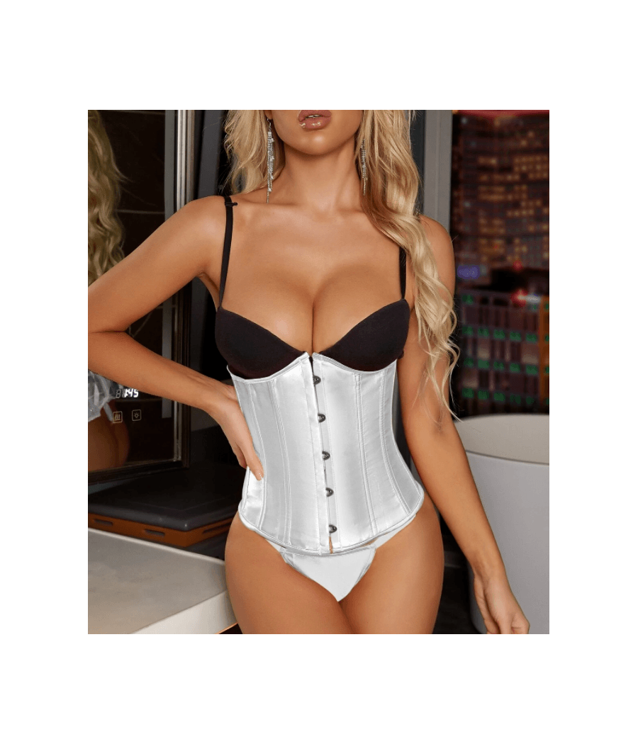 Serre Taille bustier Ceinture Satin Blanc