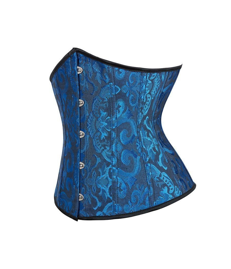 Serre taille brocart satin Bleu femme burlesque 