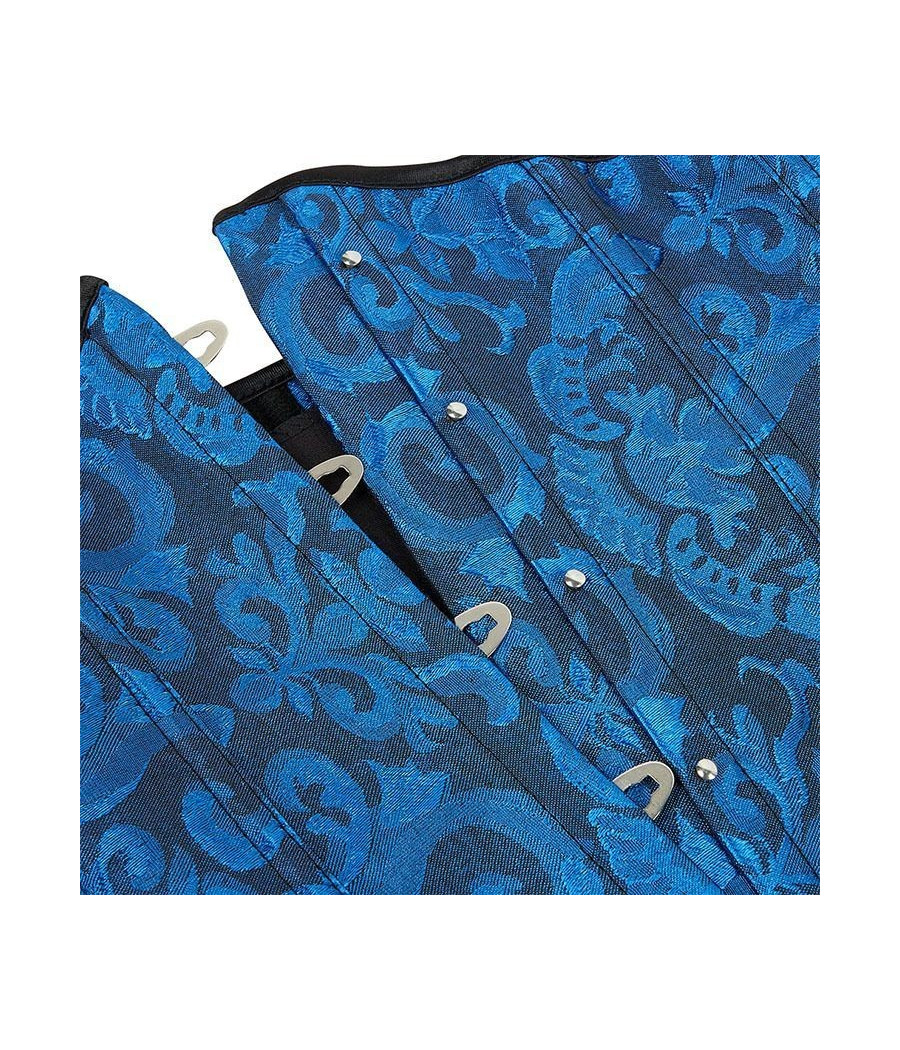 Serre taille brocart satin Bleu femme burlesque 