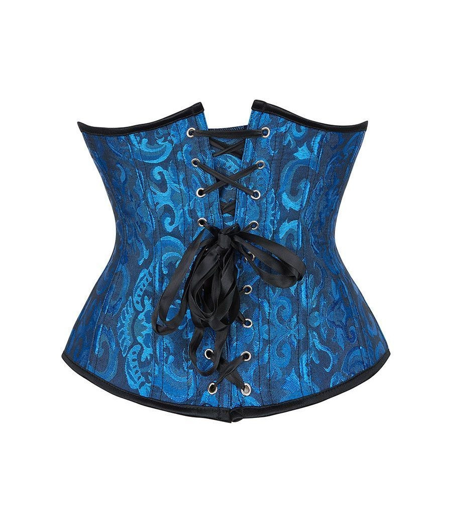 Serre taille brocart satin Bleu femme burlesque 