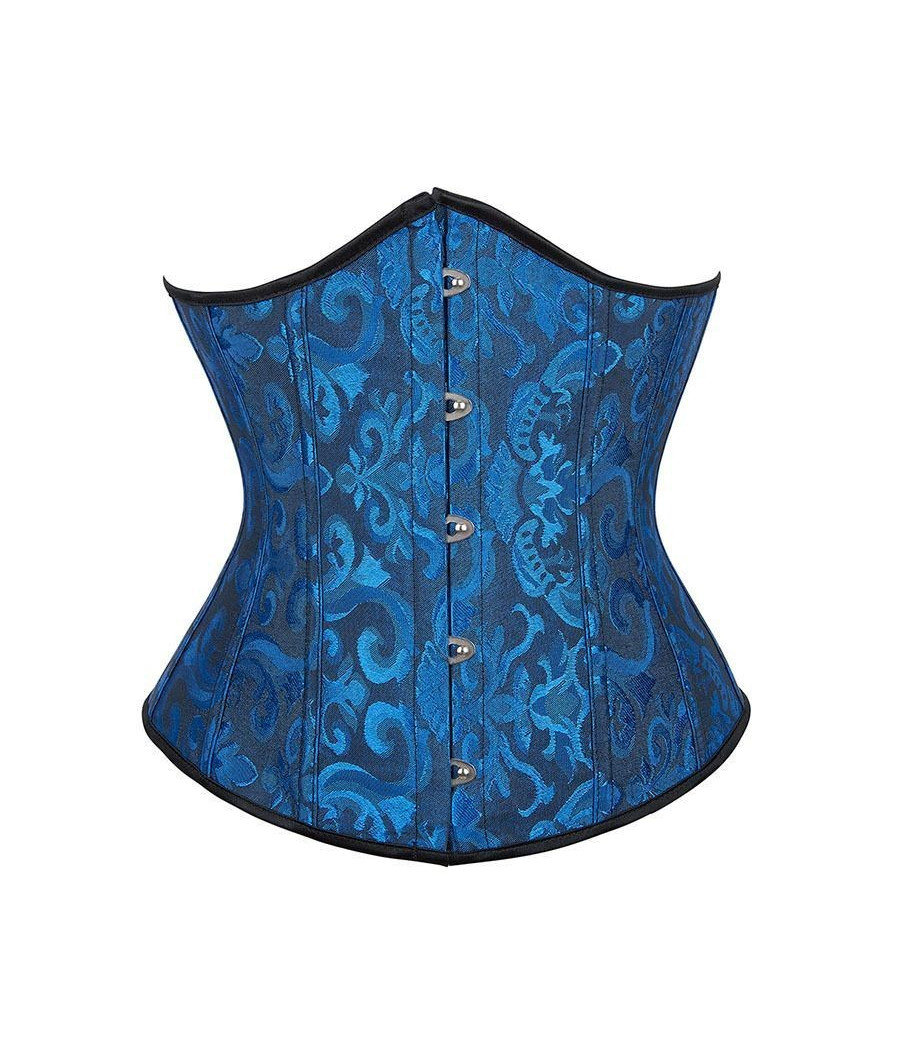 Serre taille brocart satin Bleu femme burlesque