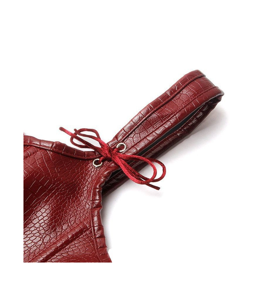 Corset Steampunk bordeaux simili cuir style gilet 
