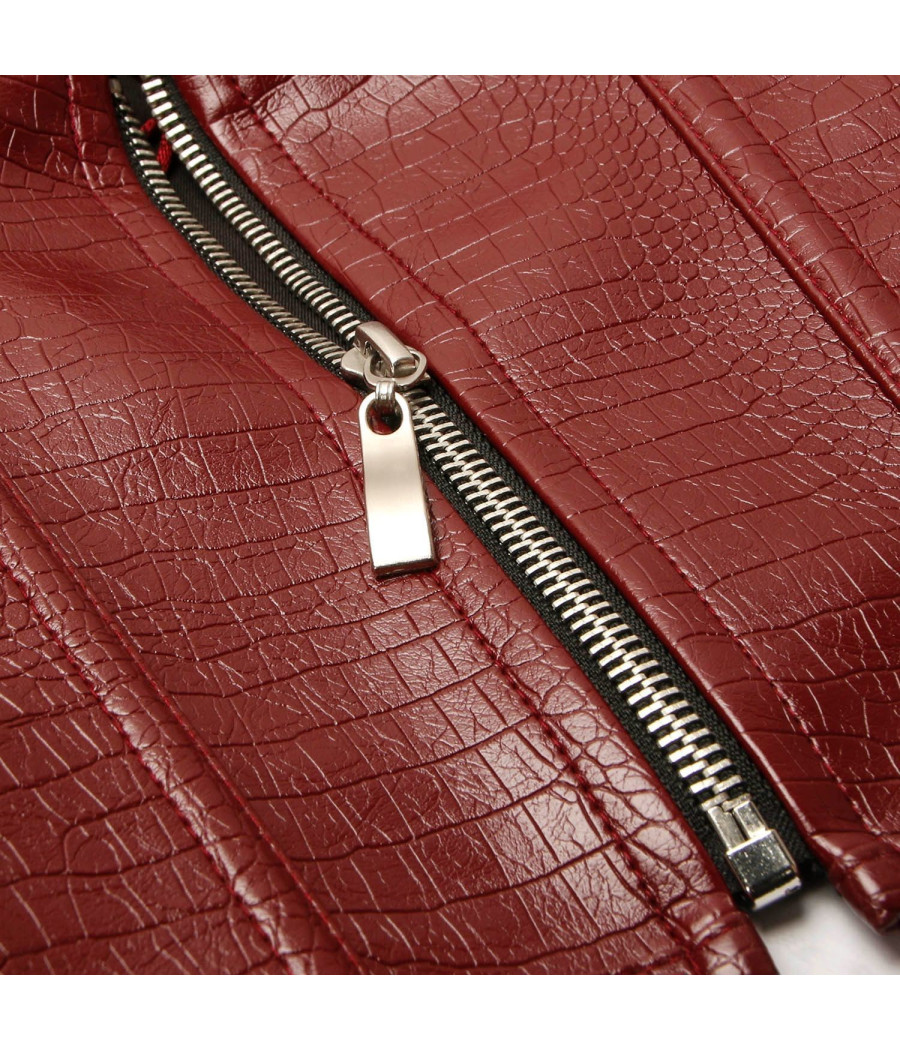 Corset Steampunk bordeaux simili cuir style gilet 
