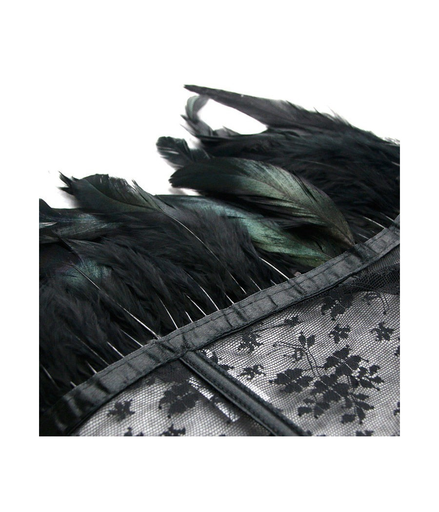 Boléro Steampunk dentelle noir et plume 