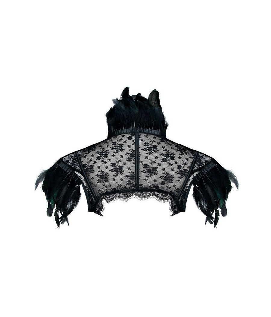 Boléro Steampunk dentelle noir et plume 