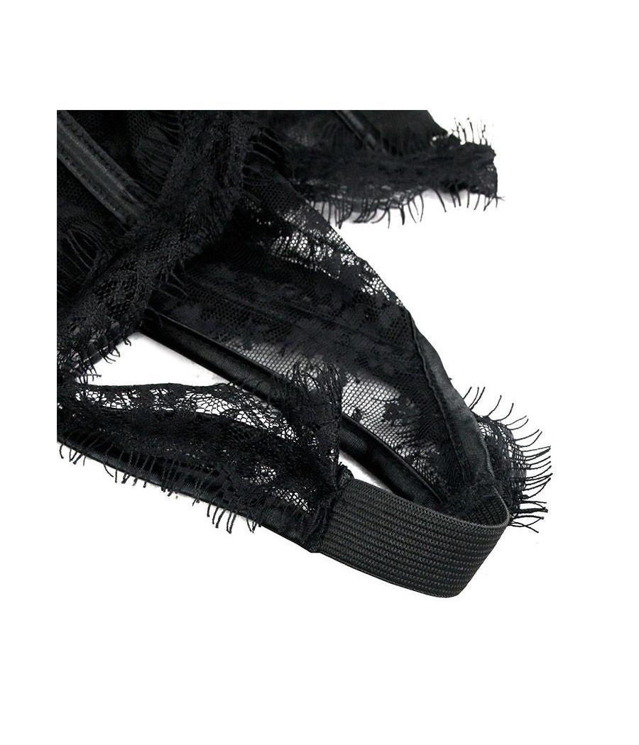 Boléro Steampunk dentelle noir et plume 