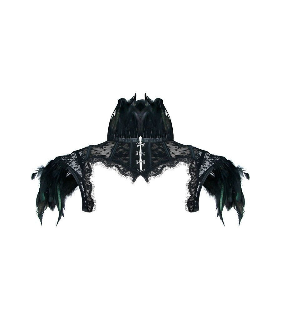 Boléro Steampunk dentelle noir et plume