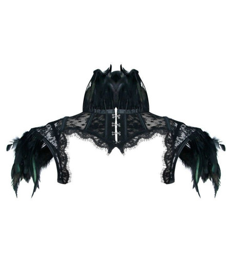 Boléro Steampunk dentelle noir et plume