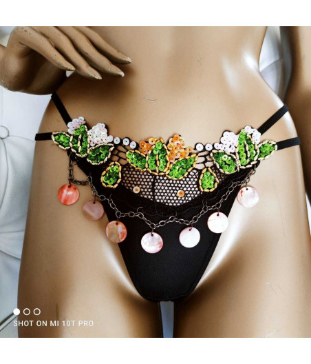 String sexy parsemé de paillettes et perles Lingerie Erotique Burlesque