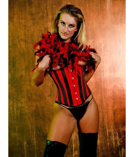 Superbe Corset victorien Serre taille long satin rouge/ noir