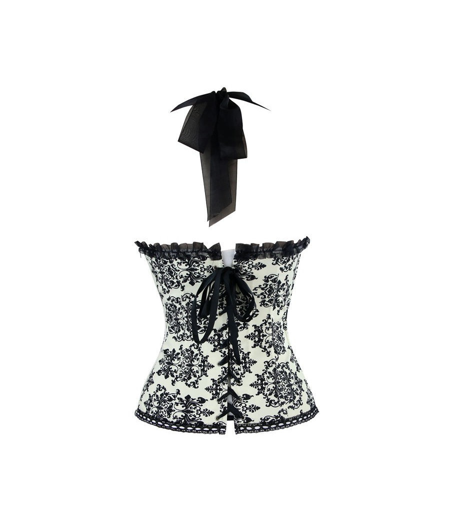 Achat et vente Bustier glamour organza e brocard pas cher - Bustier Noir et blanc sexy bretelles 