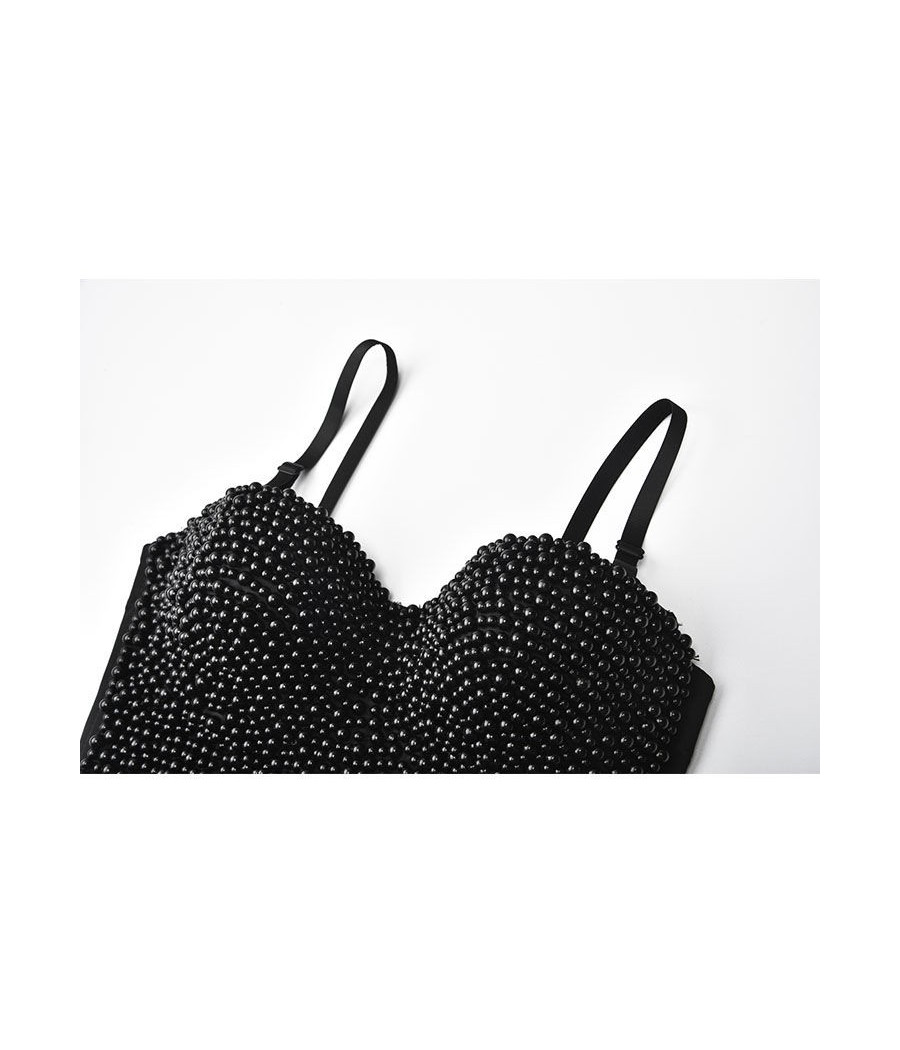 Bustier Femme sexy noir perle luxe 