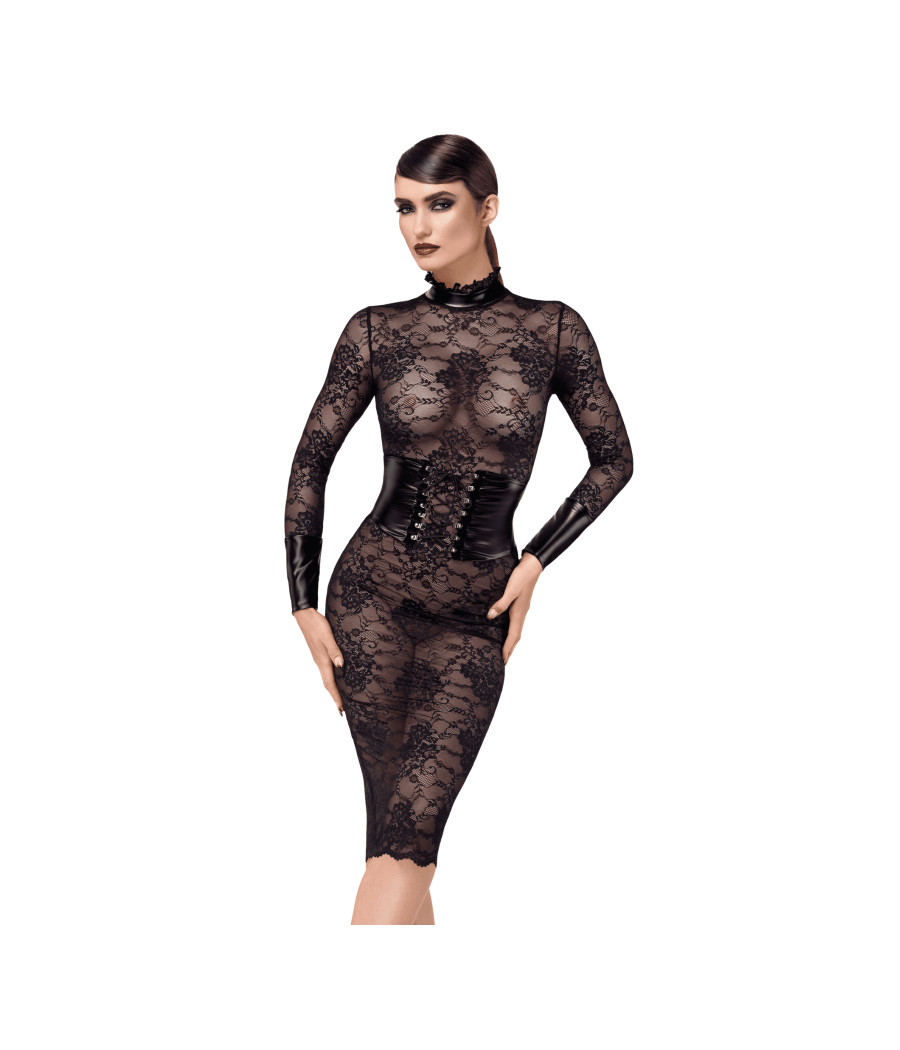 F375 Noirelle Robe corset mi-longue en dentelle