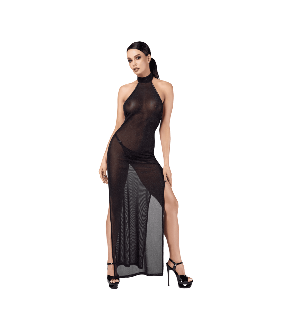 F372 Onyx Robe longue à deux fentes