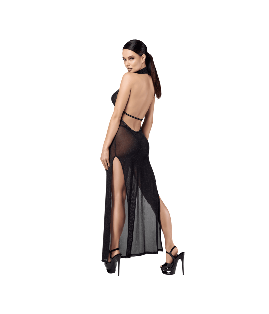 F372 Onyx Robe longue à deux fentes