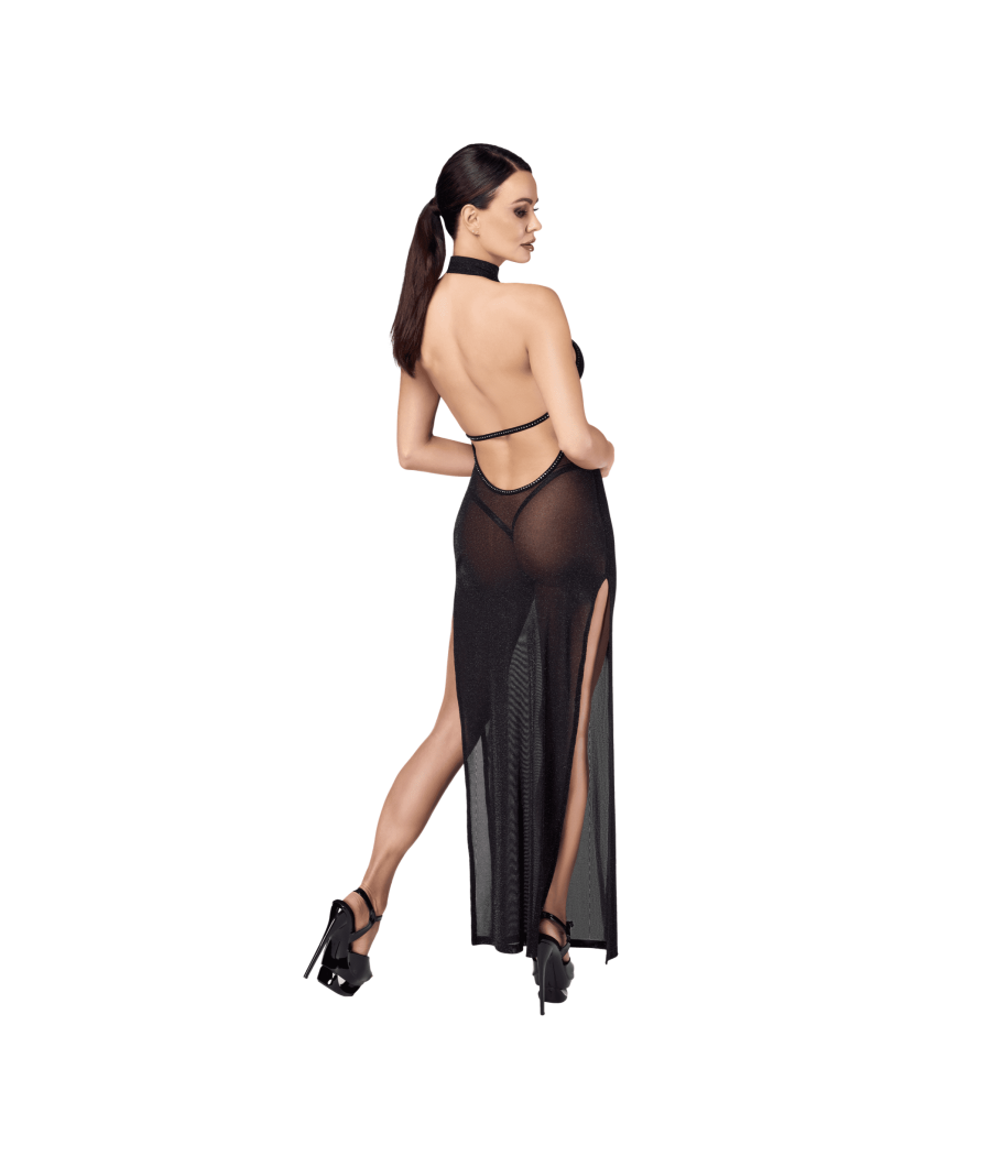F372 Onyx Robe longue à deux fentes