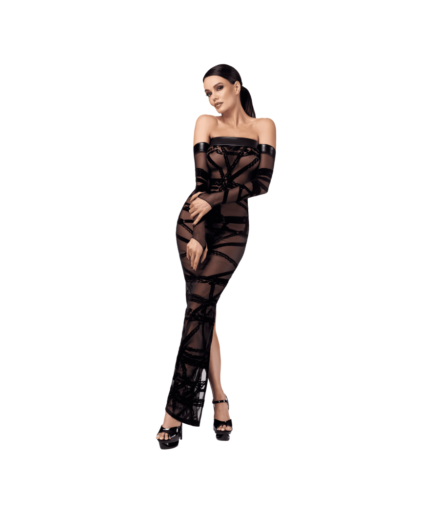F358 Bondesque Opera Robe longue épaule décolletée