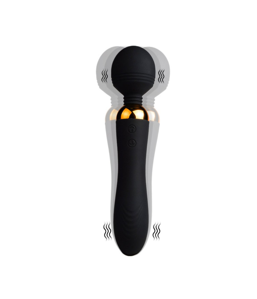 SHAKE Noir, Vibromasseur Wand USB en silicone médical avec 2 puissants moteurs indépendants