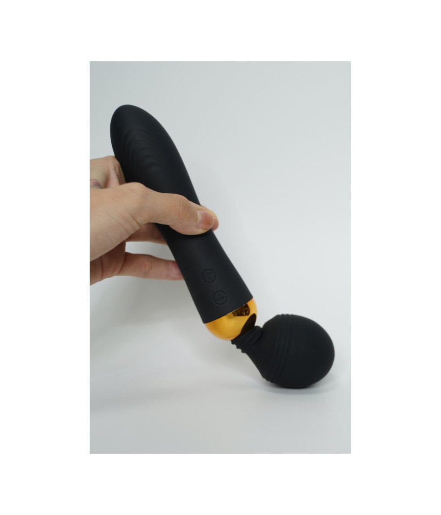 SHAKE Noir, Vibromasseur Wand USB en silicone médical avec 2 puissants moteurs indépendants