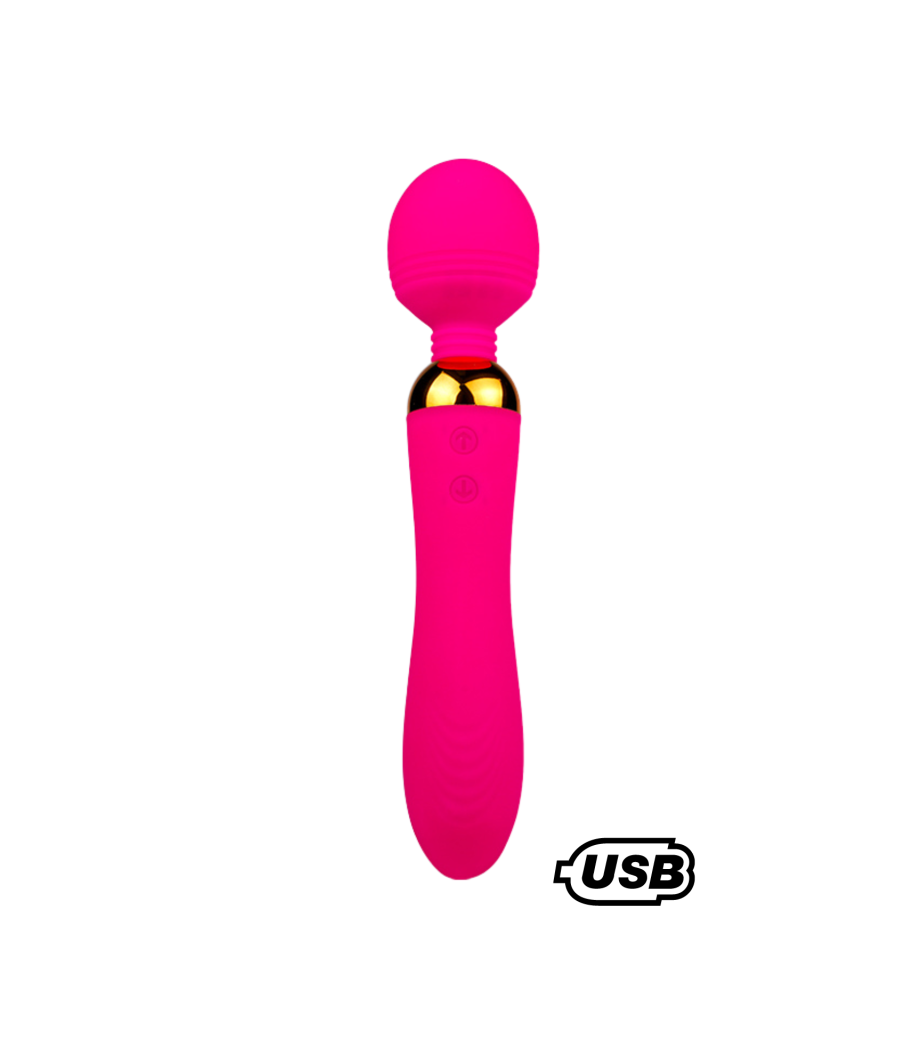 SHAKE Rose, Vibromasseur Wand USB en silicone médical avec 2 puissants moteurs indépendants