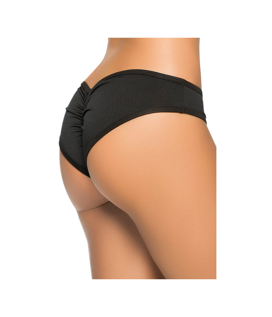 Tanga noir froncé sur les fesses 