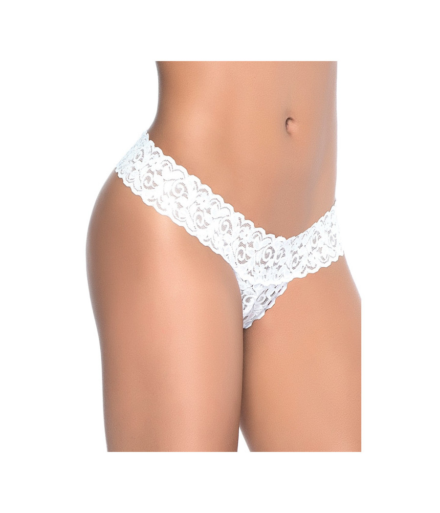 String ouvert brésilien blanc en dentelle 