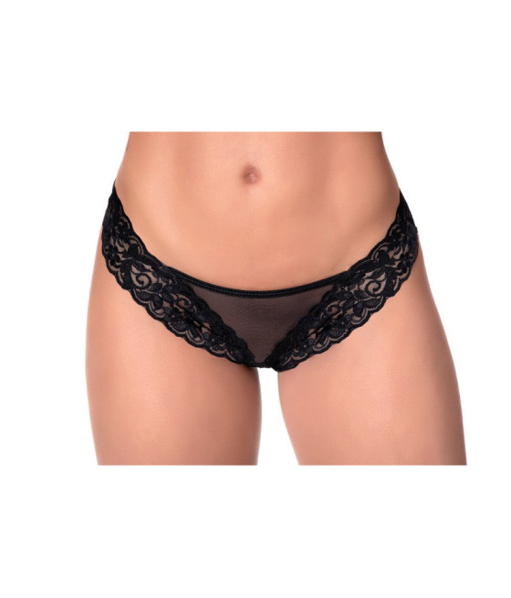 String dentelle et fine résille noire 