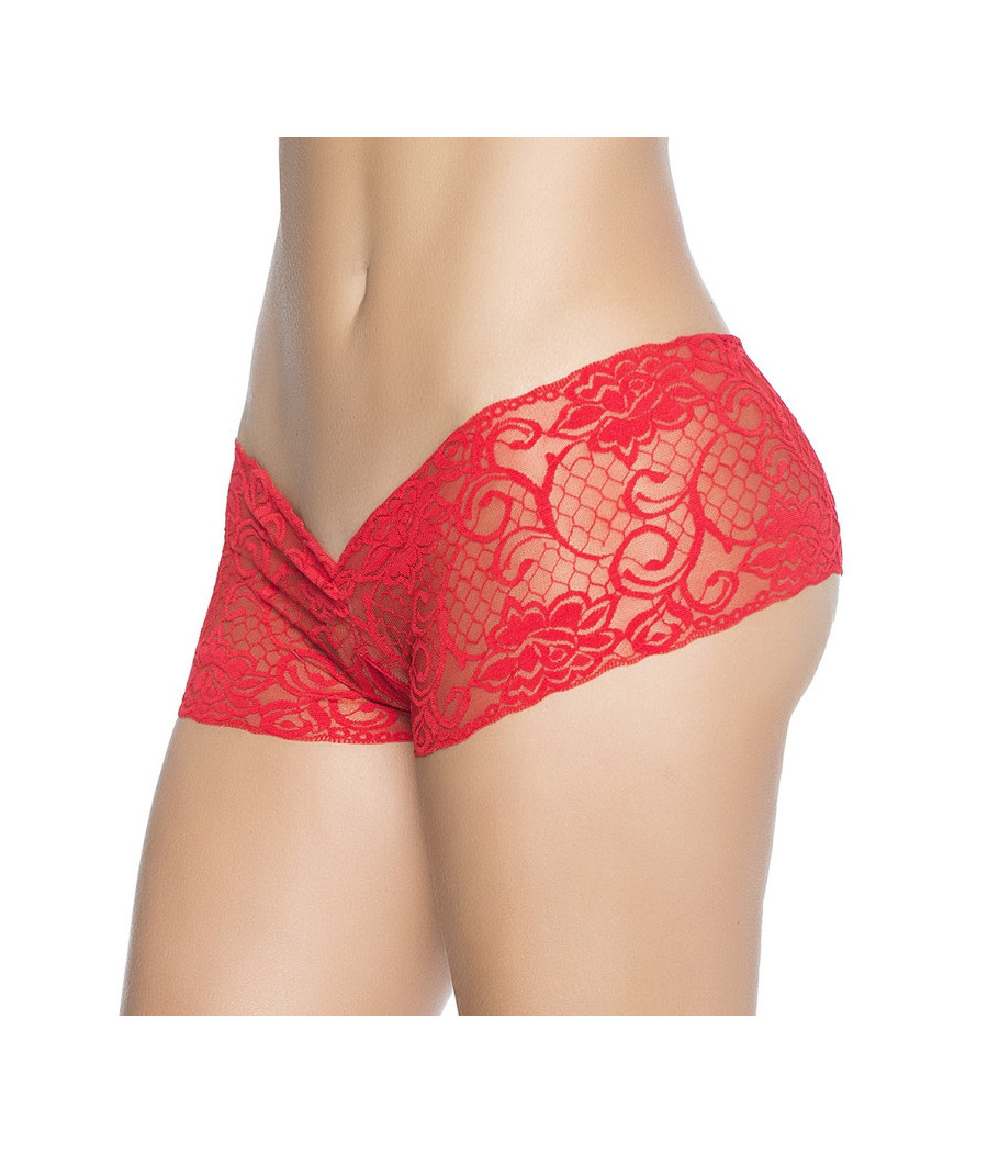 Shorty ouvert à l'entrejambe rouge 