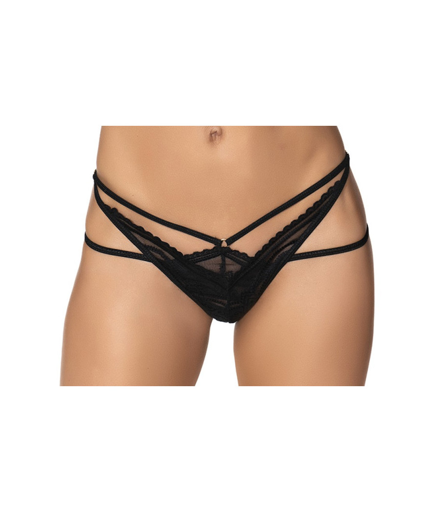 String noir avec lanières 