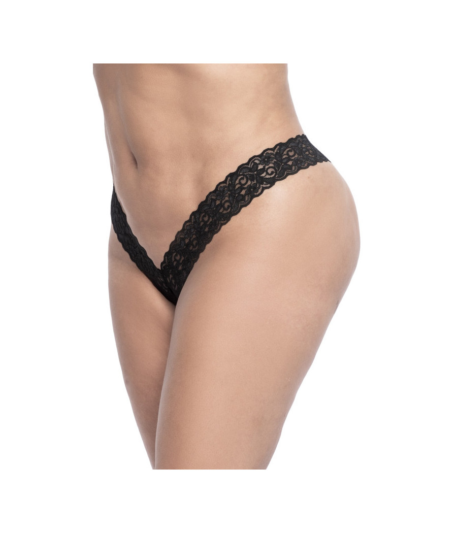 String brésilien en dentelle noir grande taille 