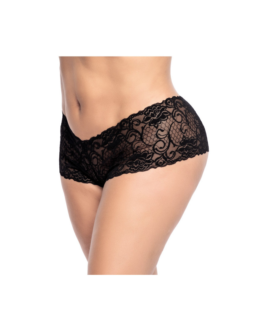 Shorty grande taille noire en dentelle 