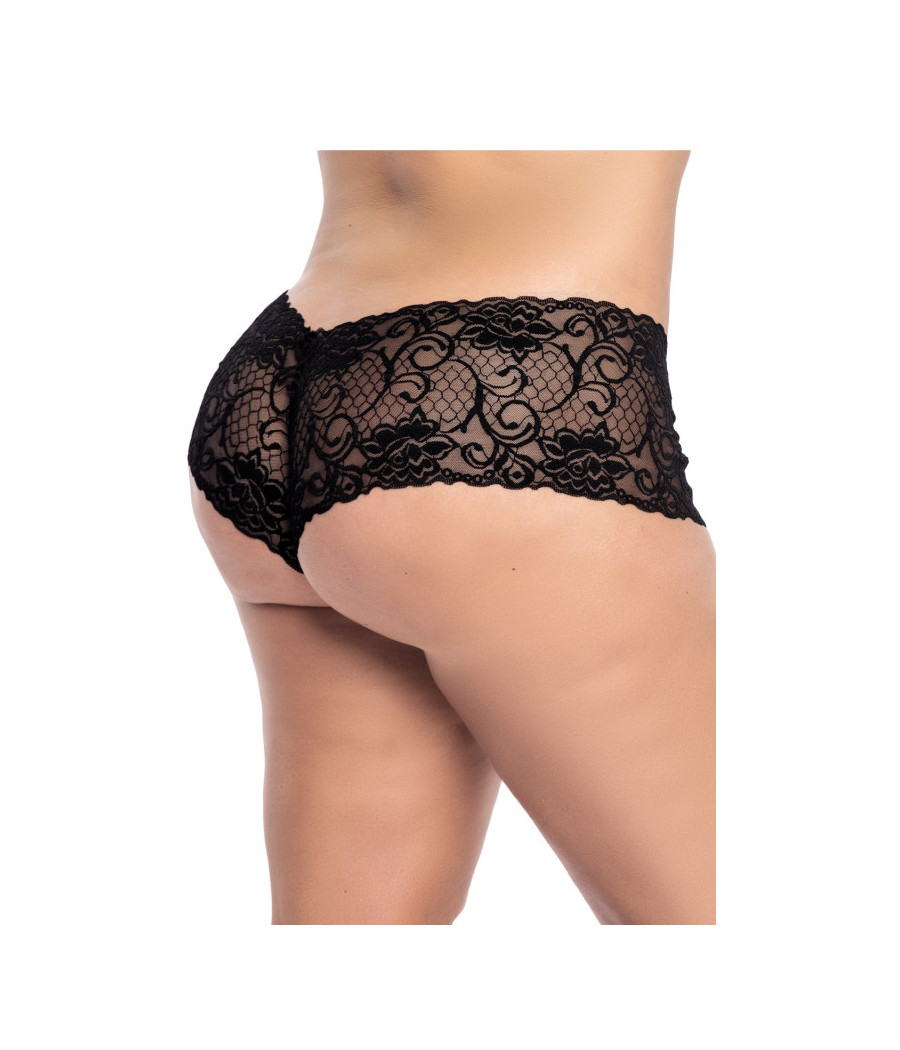Shorty grande taille noire en dentelle 