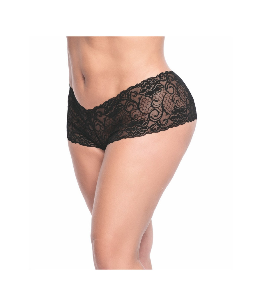 Shorty grande taille noire en dentelle 