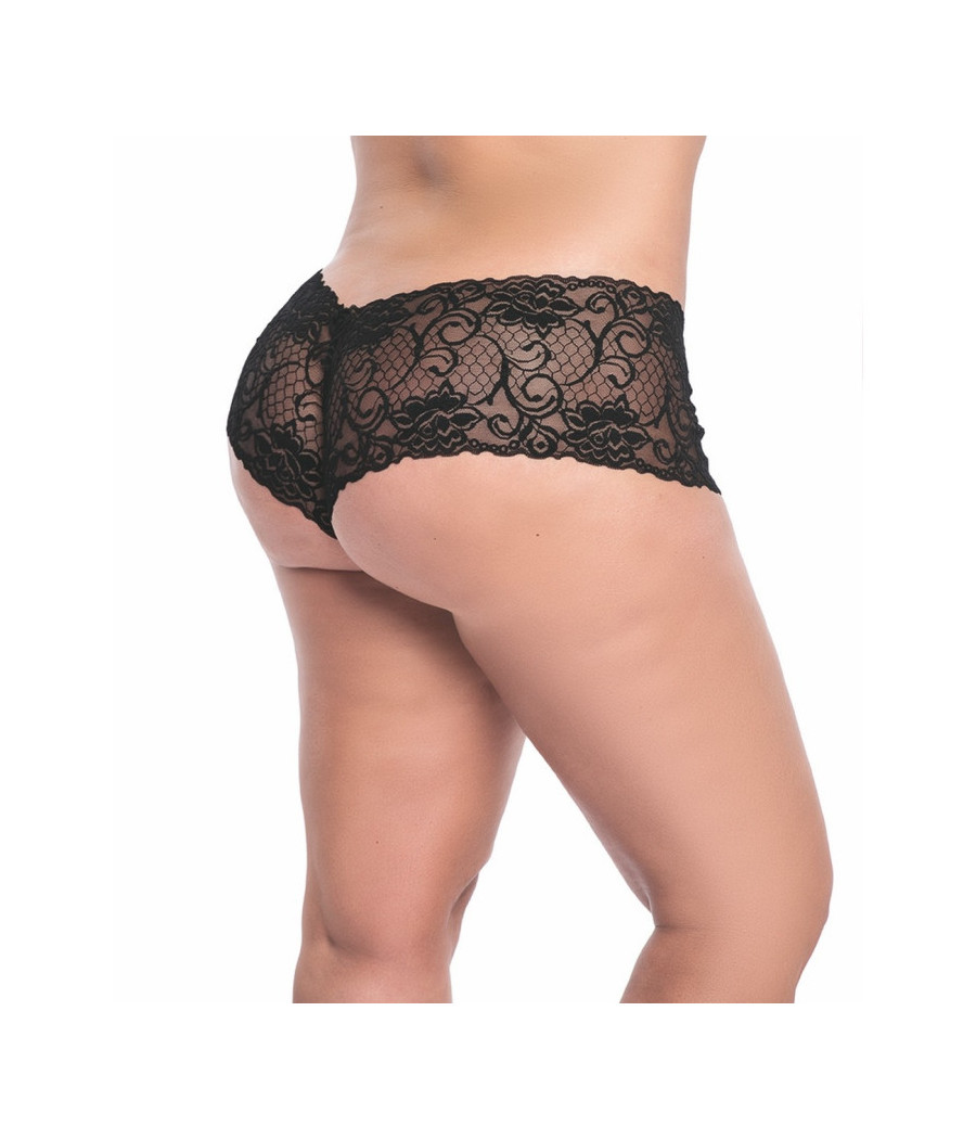 Shorty grande taille noire en dentelle 