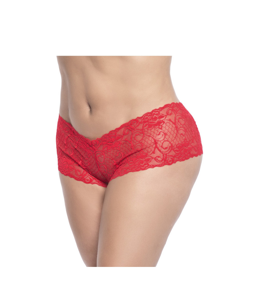 Shorty en dentelle rouge grande taille 