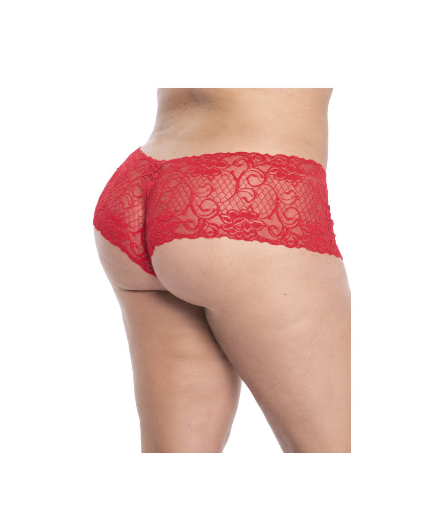 Shorty en dentelle rouge grande taille 