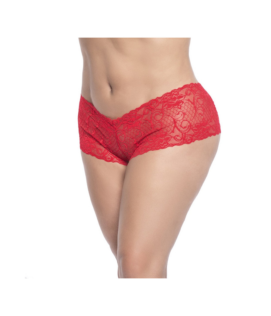Shorty en dentelle rouge grande taille 