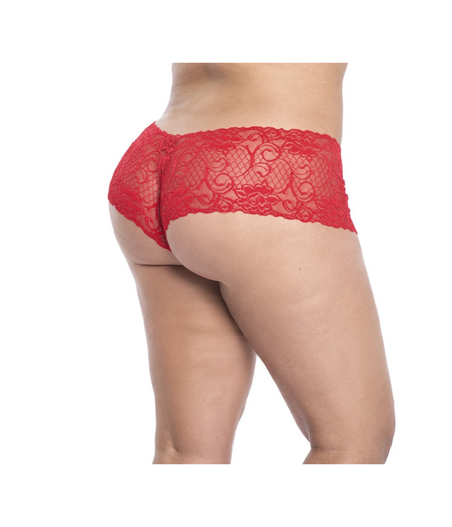 Shorty en dentelle rouge grande taille 