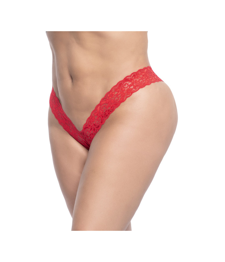 String brésilien rouge en dentelle grande taille 
