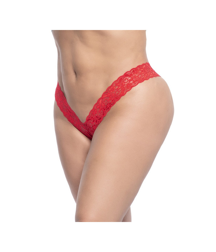 String brésilien rouge en dentelle grande taille 