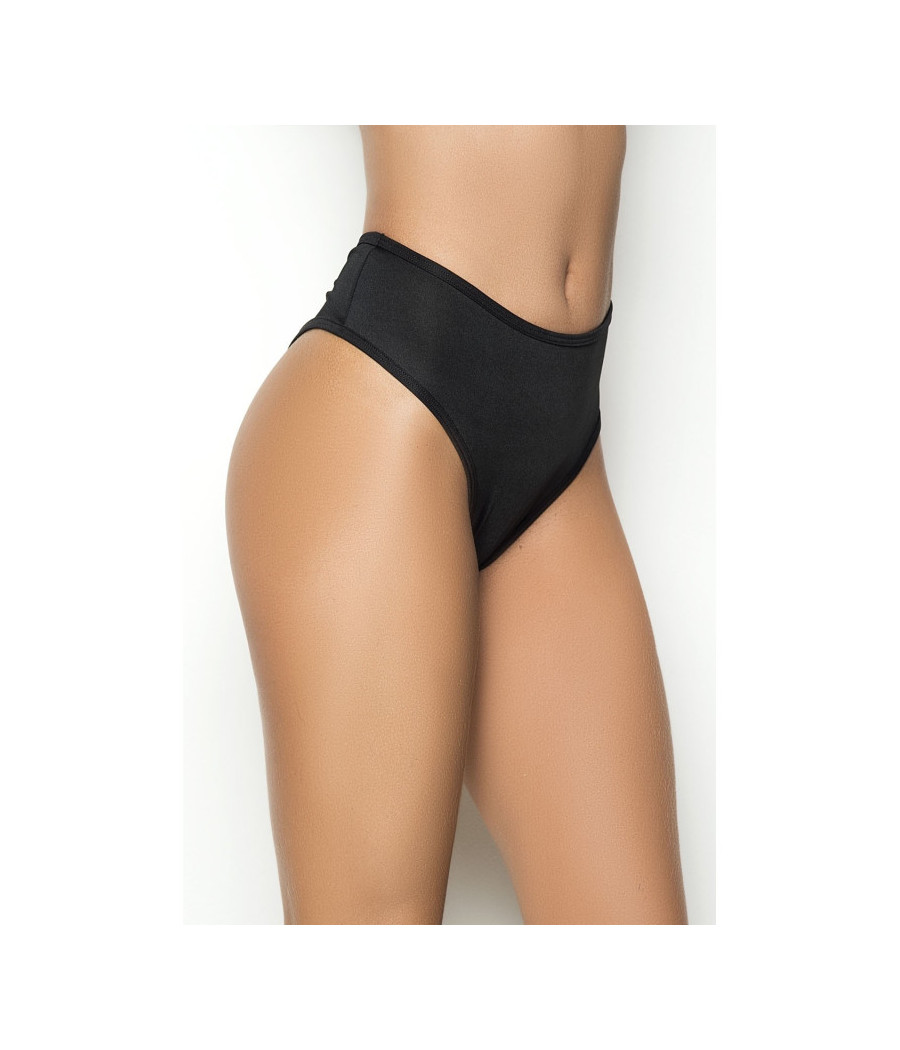 String bande large noir taille haute, tissu fronçé à l'arrière 