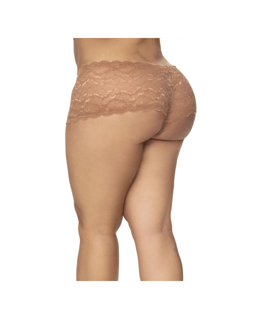 Shorty grande taille en dentelle couleur taupe 