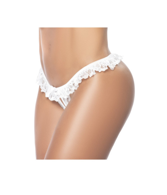 Culotte ouverte blanche avec froufrou en dentelle 