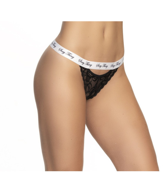 Culotte dentelle noir avec ceinture blanche imprimé 