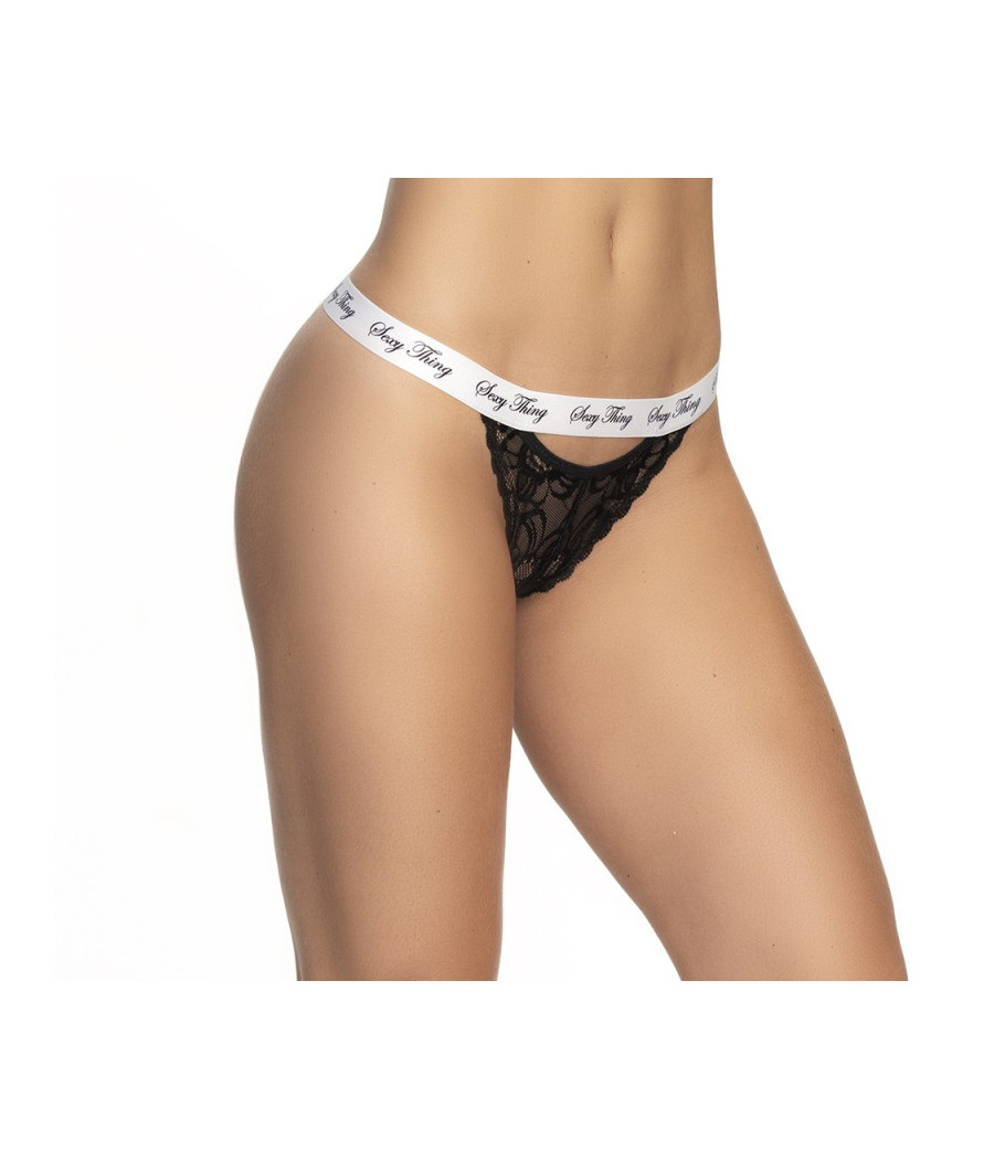 Culotte dentelle noir avec ceinture blanche imprimé 