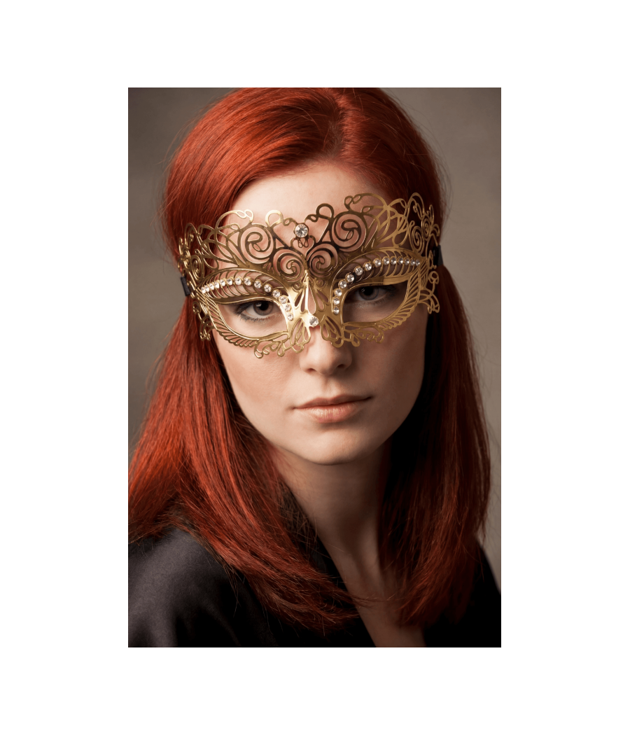 Masque vénitien Giulia rigide doré avec strass