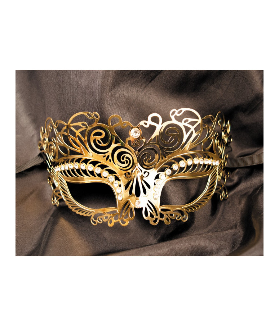 Masque vénitien Giulia rigide doré avec strass